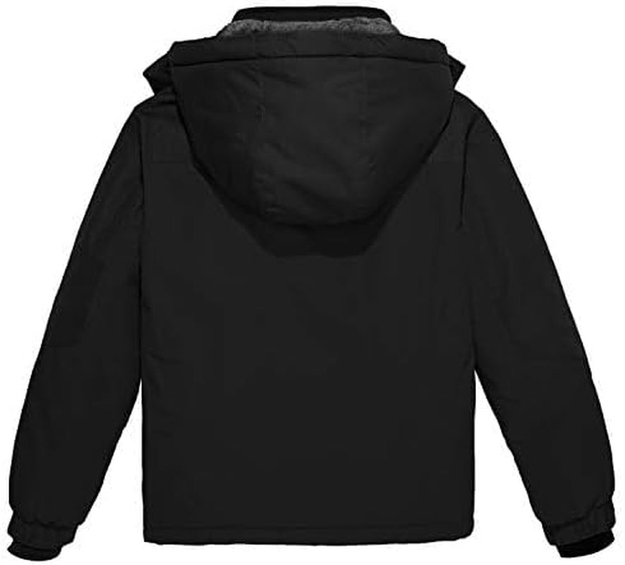 Wantdo Boy'S Waterproof Ski Jacket Fleece Snowboarding Jackets Warm Thick Winter Coat Hooded Raincoats