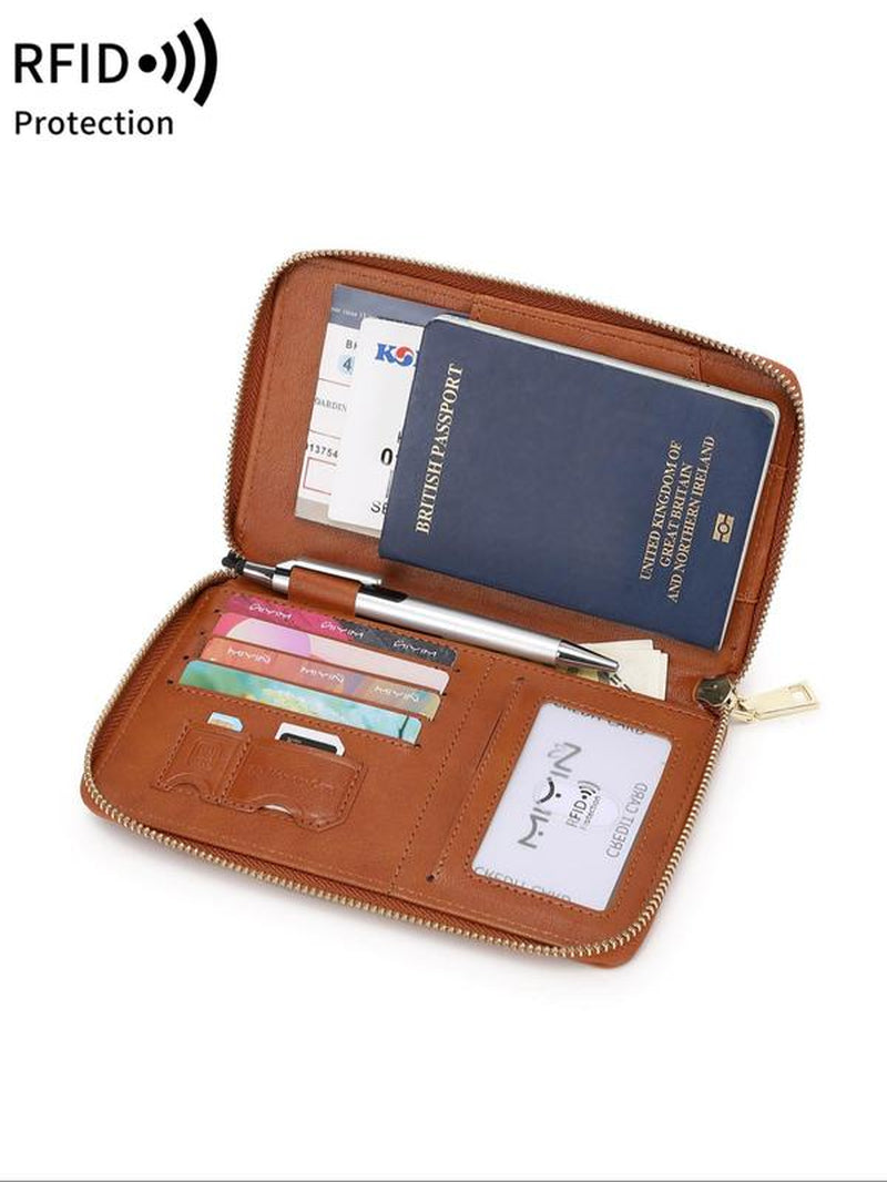 Passport Case with Pen Holder, Large Capacity Passport Holder, Travel Document Organizer, Passport Wallet for Women & Men