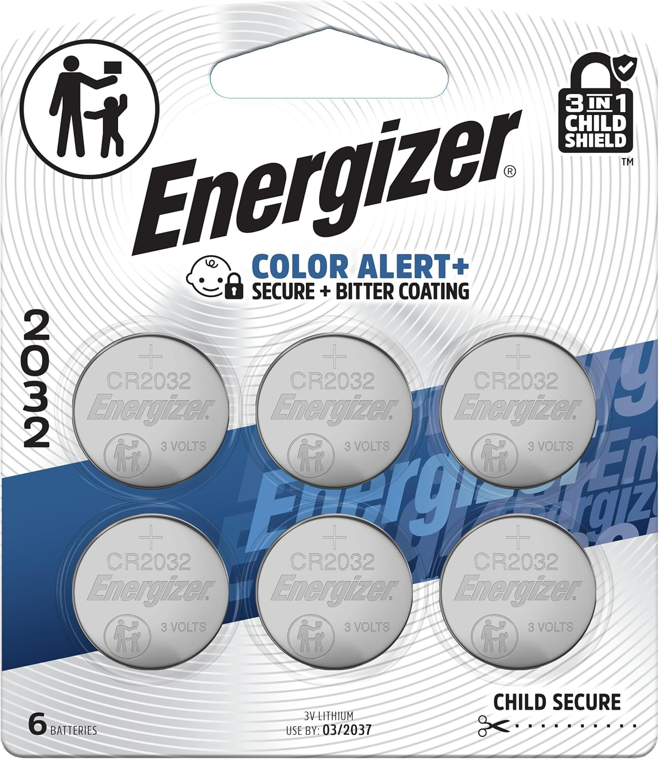 Energizer 2032 Batteries (6 Pack), 3V Lithium Coin Batteries
