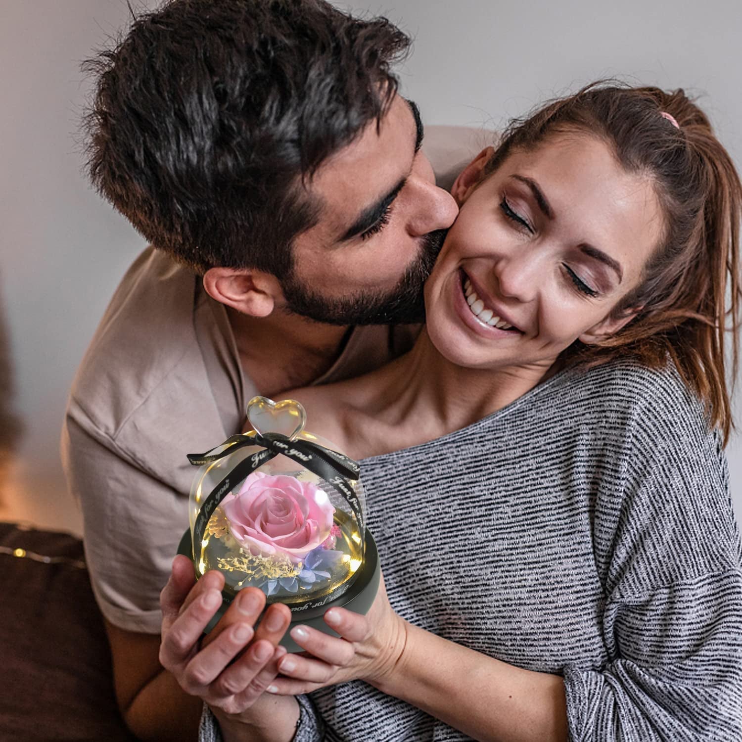 Gift for Women Forever Preserved Real Pink Rose in Glass Dome Gift for Valentines Day Mothers Day Christmas Anniversary Birthday