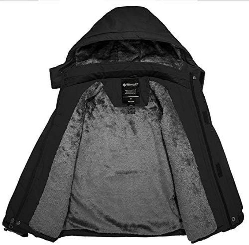 Wantdo Boy'S Waterproof Ski Jacket Fleece Snowboarding Jackets Warm Thick Winter Coat Hooded Raincoats