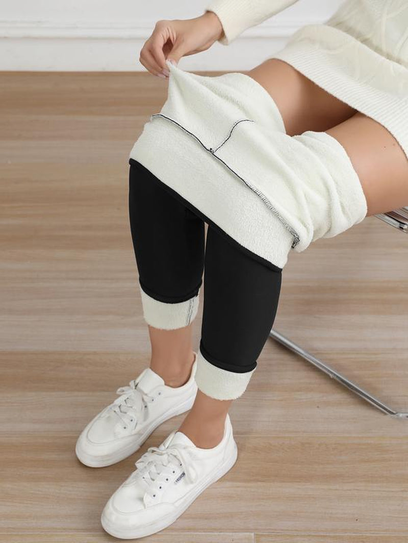CHRLEISURE 3PCS Winter Warm Fleece Lined Leggings High Waist Women Workout Wear for Yoga Riding Casual Wear in Red Black & Gray