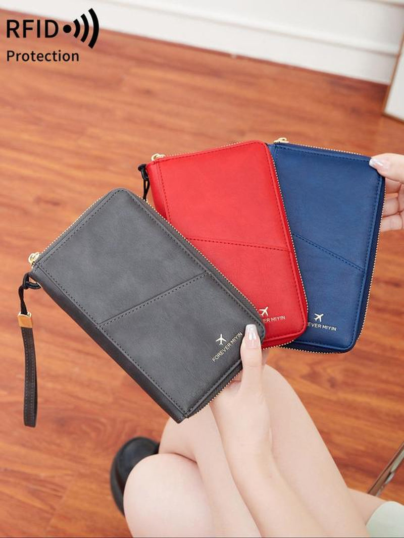 Passport Case with Pen Holder, Large Capacity Passport Holder, Travel Document Organizer, Passport Wallet for Women & Men