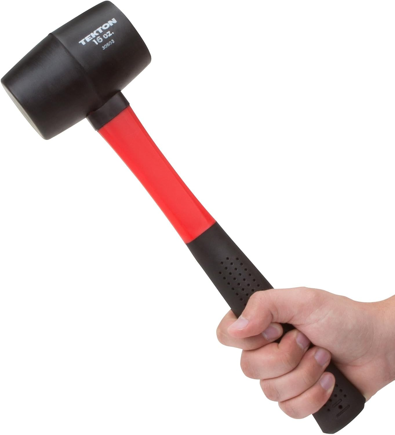 TEKTON 16 Oz. Fiberglass Handle Rubber Mallet | 30603 , Black