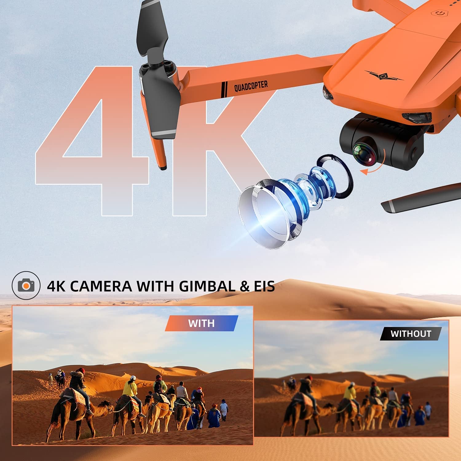Drones with Camera for Adults 4K, LARVENDER KF102 GPS Drone with 2-Axis Gimbal Camera, Long Range Professional Drones for Beginners 5G FPV Transmission,2 Batteries 50Mins Flight Time Auto Return Home