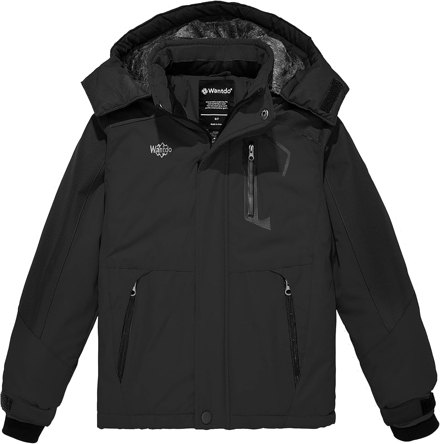 Wantdo Boy'S Waterproof Ski Jacket Fleece Snowboarding Jackets Warm Thick Winter Coat Hooded Raincoats