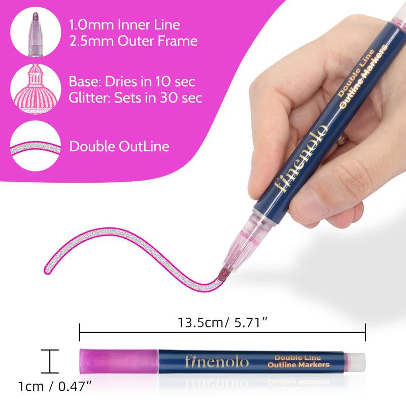 Outline Shimmer Markers, 36 & 48 Glitter Metallic Gel Pens for Coloring, Tween Teen Girl Birthday Gifts Trendy Stuff, Cool Fun Art Crafts School Journaling Supplies for Kids Girls Ages 4 8 10 16 Year Old