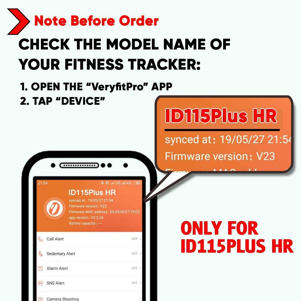 ZURURU Veryfitpro Id115Plus HR Replacement Bands for Veryfit Pro Id115Plus HR Fitness Tracker Smart Watch