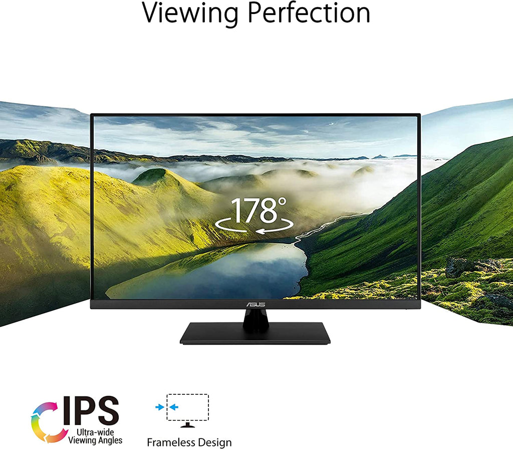 ASUS 31.5” 2K Monitor (VP32AQ) - WQHD (2560 X 1440), IPS, 100% Srgb, HDR10, 75Hz, Speakers, Adaptive-Sync/Freesync, Low Blue Light, Eye Care, VESA Mountable, Frameless, Displayport, HDMI, Tilt,Black