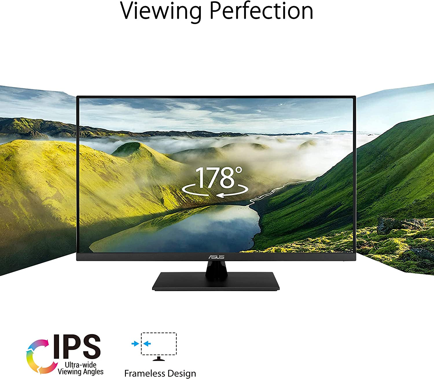 ASUS 31.5” 2K Monitor (VP32AQ) - WQHD (2560 X 1440), IPS, 100% Srgb, HDR10, 75Hz, Speakers, Adaptive-Sync/Freesync, Low Blue Light, Eye Care, VESA Mountable, Frameless, Displayport, HDMI, Tilt,Black