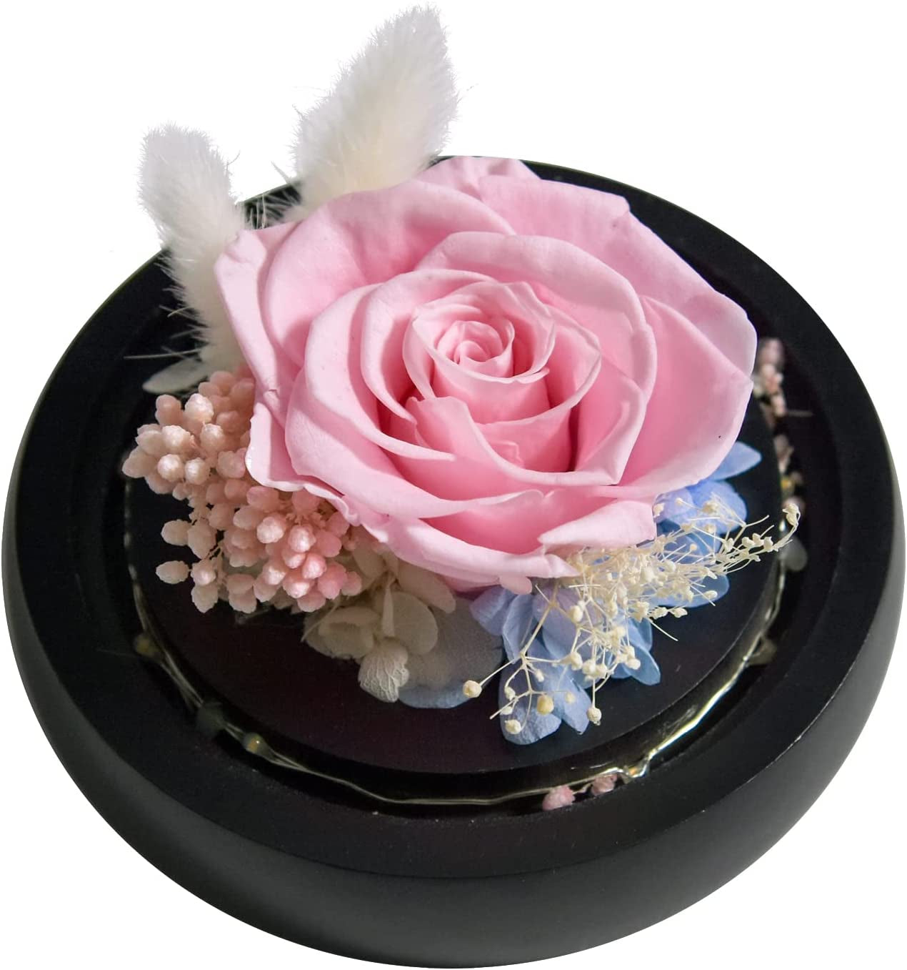 Gift for Women Forever Preserved Real Pink Rose in Glass Dome Gift for Valentines Day Mothers Day Christmas Anniversary Birthday