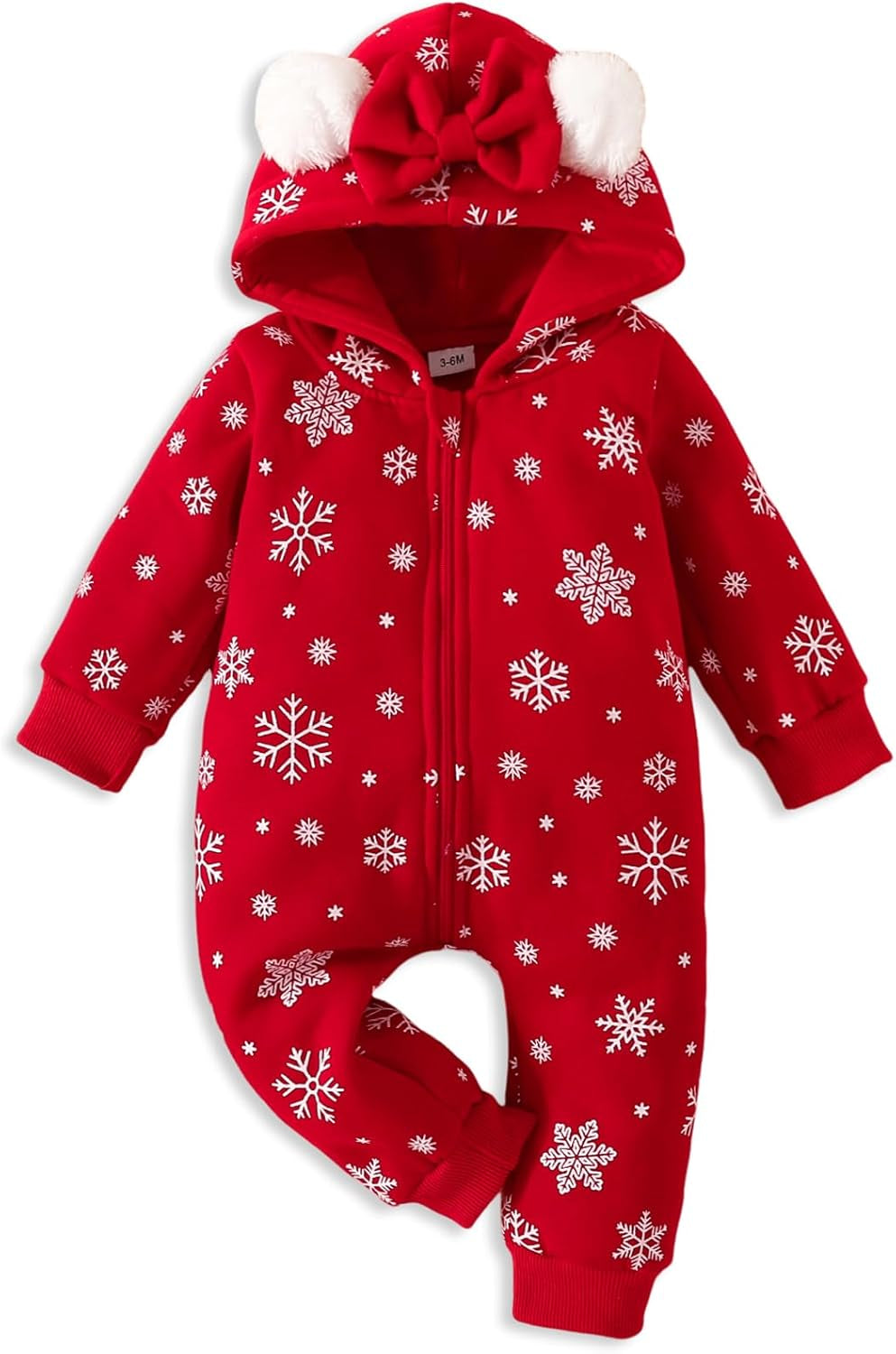 AMAWMW Newborn Baby Girl Winter Outfit Hooded Jumpsuit Infant One Piece Romper Baby Warm Snowsuit Clothes Gifts Set